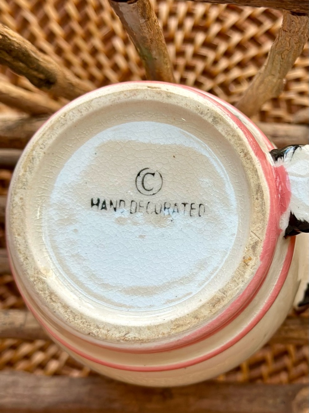 Vintage Set of Always Drink Milk Ceramic Animal Handle Mugs Cream Pastel Accents - Picture 10 of 10